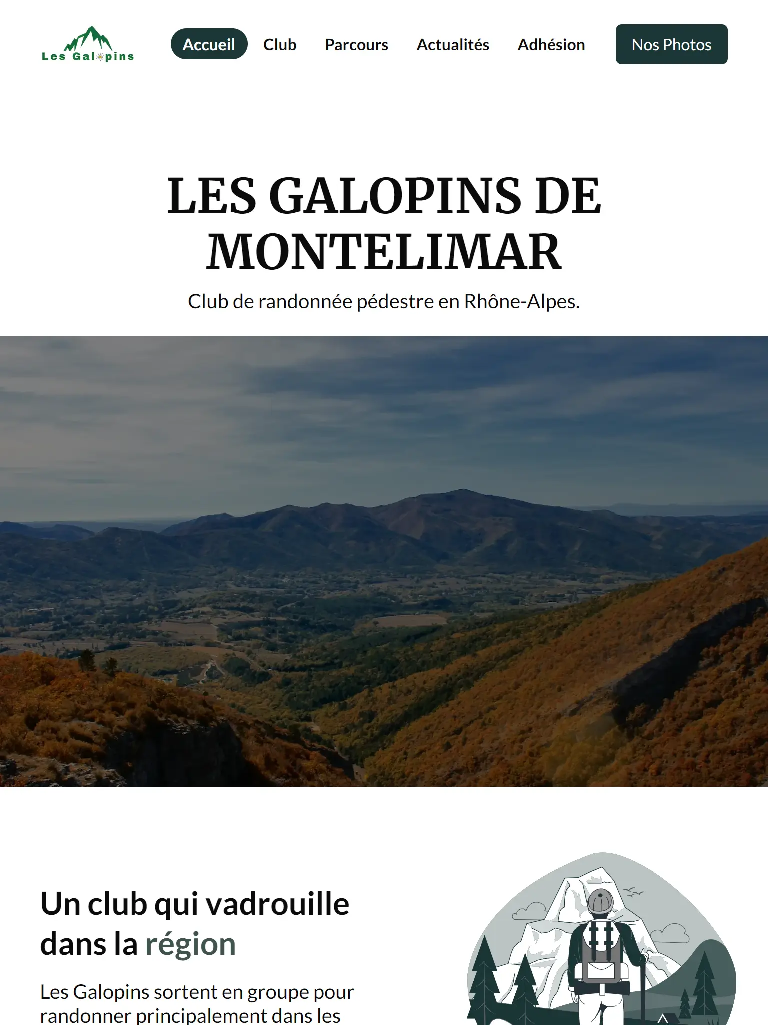 Impression d'écran de la page d'accueil du Projet Galopins